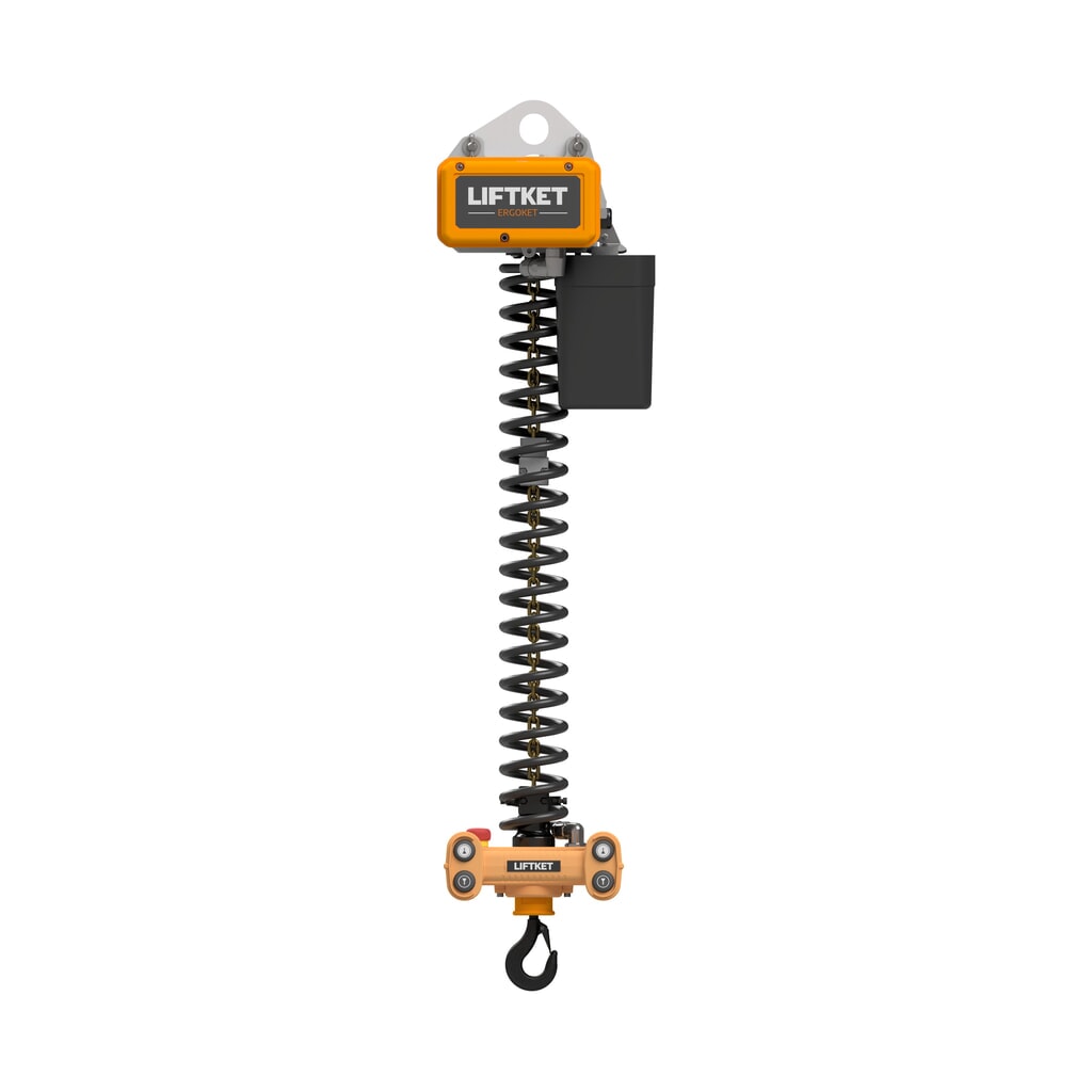 Produktabbildung: LIFTKET Elektrokettenzug Ergoket, mit Handhabungsgerät, Kettenspeicher, Tragfähigkeit 80 kg, Einlochaufhängeöse