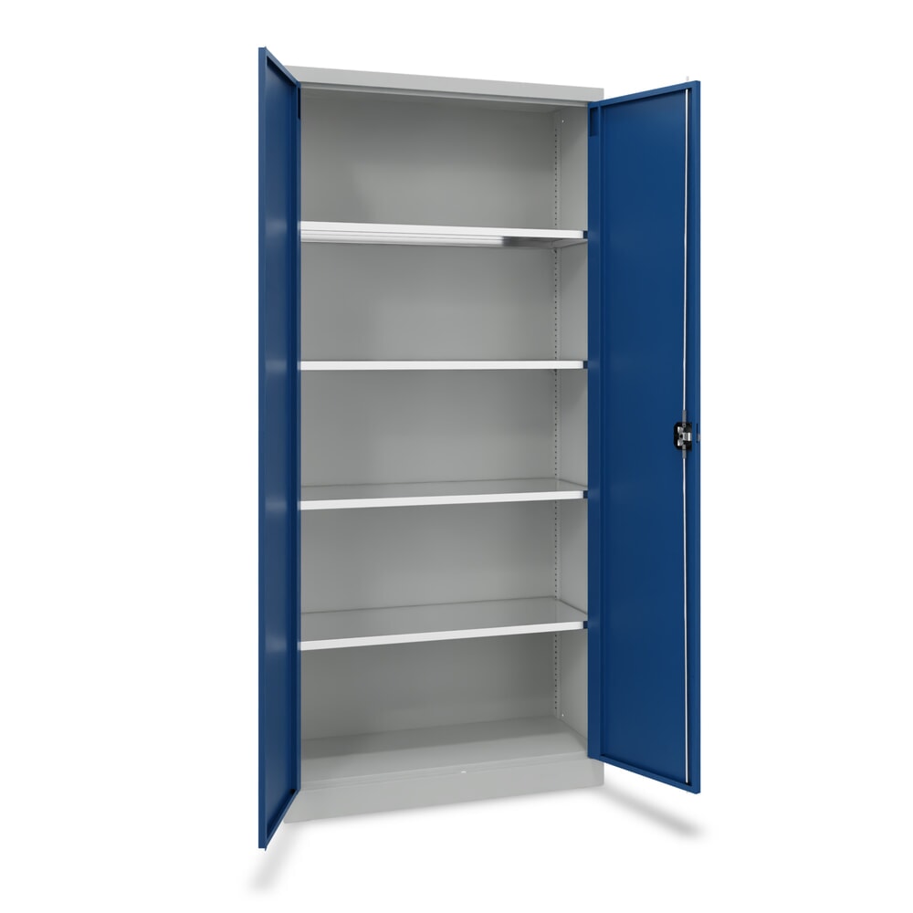 Produktabbildung Nr. 1: Steinbock® Flügeltürenschrank mit verzinkten Fachböden, HxBxT 1950 x 890 x 415 mm, lichtgrau/enzianblau
