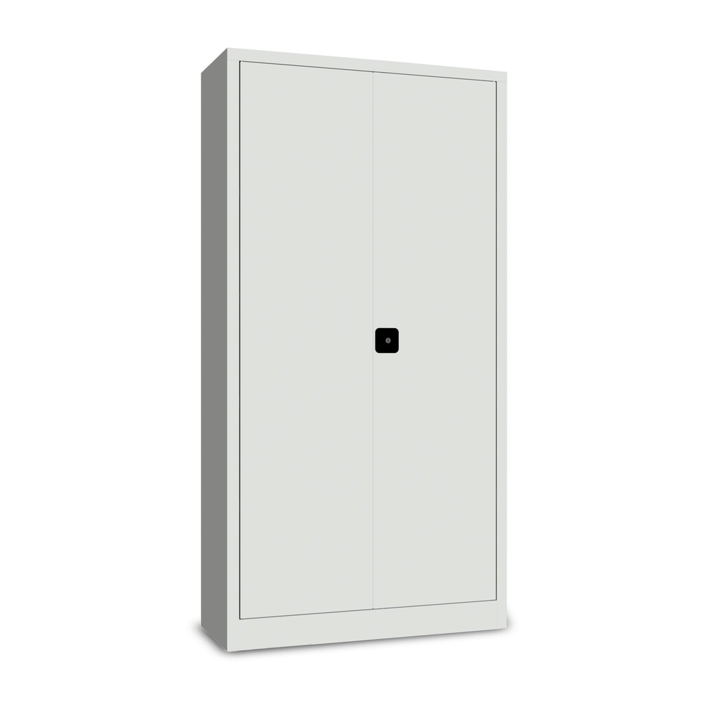 Produktabbildung Nr. 2: PAVOY Putzmittelschrank mit Trennwand, verzinkten Fachböden und Kleiderstange, HxBxT 1950 x 1000 x 400 mm, lichtgrau/lichtgrau