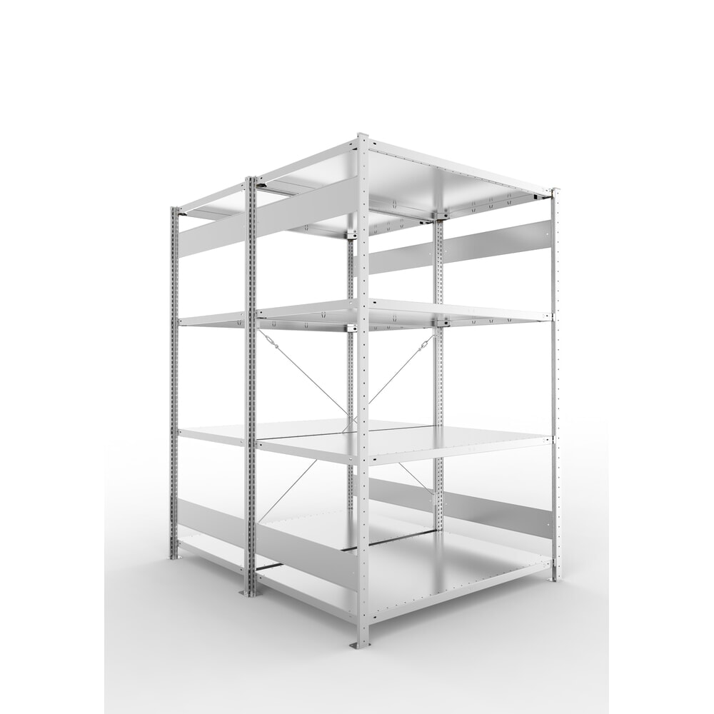 Produktabbildung: META Weitspannregal, doppelzeilig, GF, verzinkt, HxBxT 2.000 x 1.300 x 600 mm