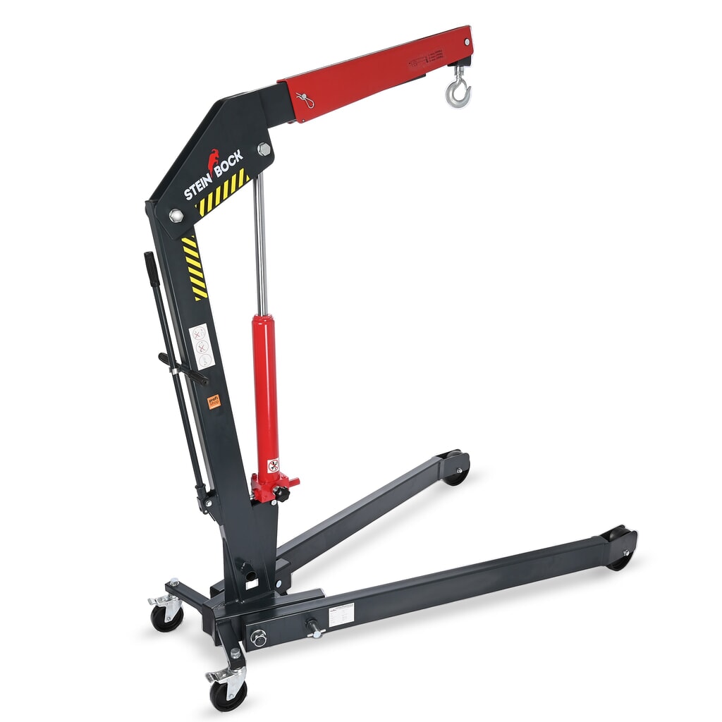 Produktabbildung: Steinbock® Werkstattkran, mit gespreiztem Fahrgestell und Schnellhub, klappbar, TK 1.500-2.000 kg