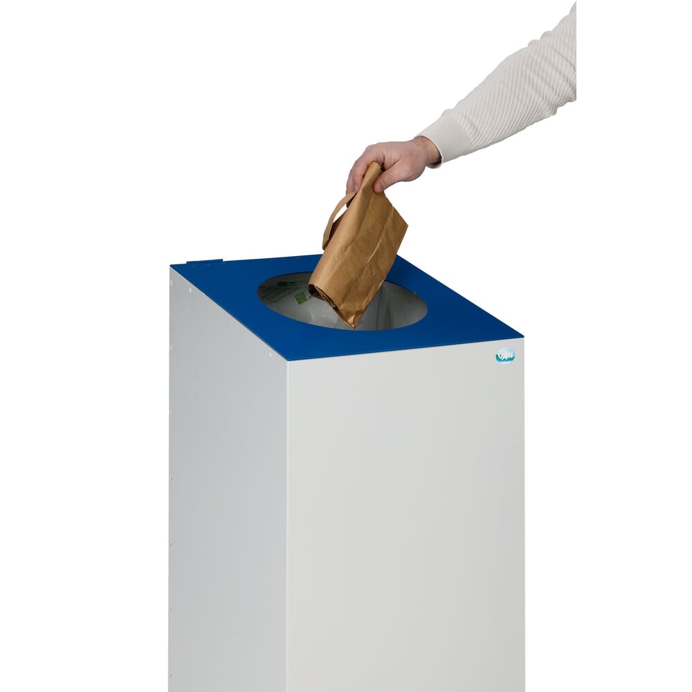 Produktabbildung Nr. 4: VAR® Wertstoffsammler WSG 38, mit Klemmring und runder Einwurföffnung, lichtgrau, enzianblau
