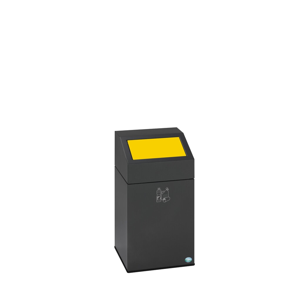 VAR® Wertstoffsammler WSG 40E, für den Innenbereich, selbstlöschend, Inhalt 43 Liter, eisenglimmer, verkehrsgelb Produktabbildung: VAR® Wertstoffsammler WSG 40E, für den Innenbereich, selbstlöschend, Inhalt 43 Liter, eisenglimmer, verkehrsgelb
