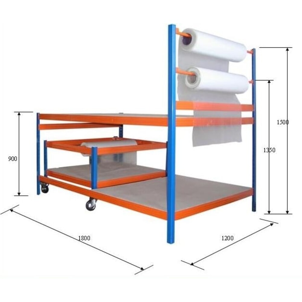 Produktabbildung Nr. 2: Packtisch mit Rollenhalter und Rollwagen, robuste Spanplatte, Tragkraft 300 kg