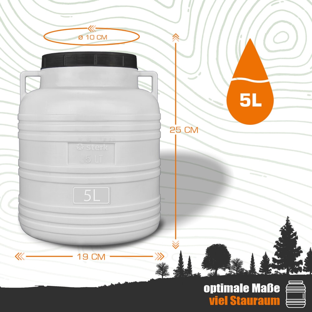 Produktabbildung Nr. 2: HEMMDAL Weithalsfass mit Deckel, rund, lebensmittelecht, weiß, 5 Liter