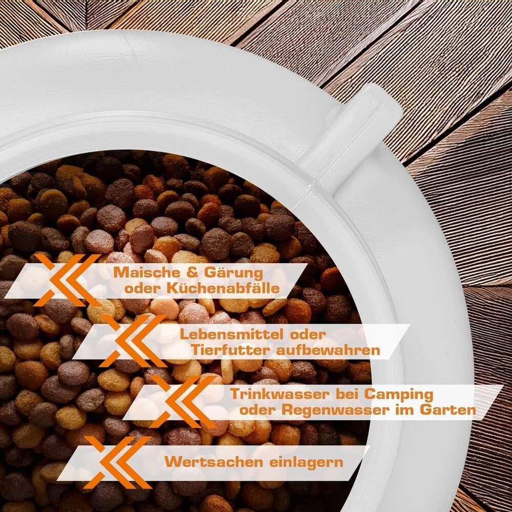 Produktabbildung Nr. 6: HEMMDAL Weithalsfass mit Deckel, rund, lebensmittelecht, weiß, 5 Liter