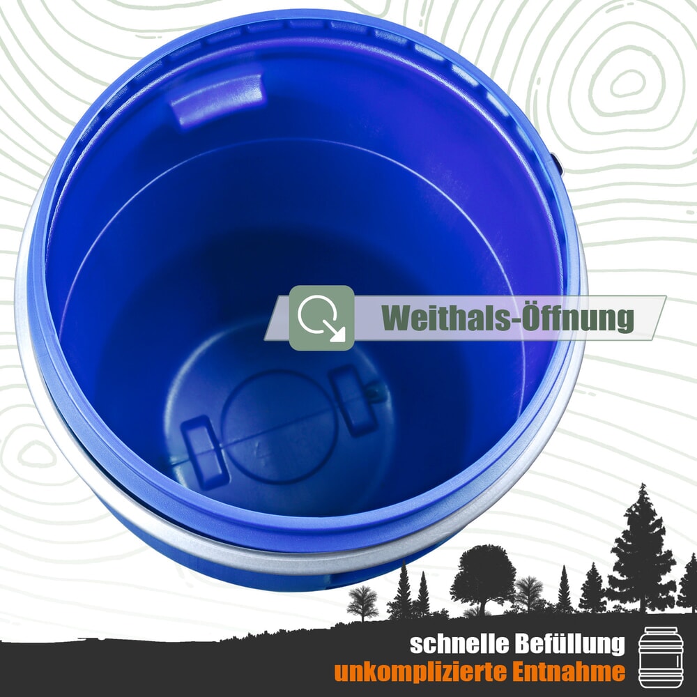 Produktabbildung Nr. 4: HEMMDAL Spannringfass mit Deckel, rund, lebensmittelecht, blau, 60 Liter