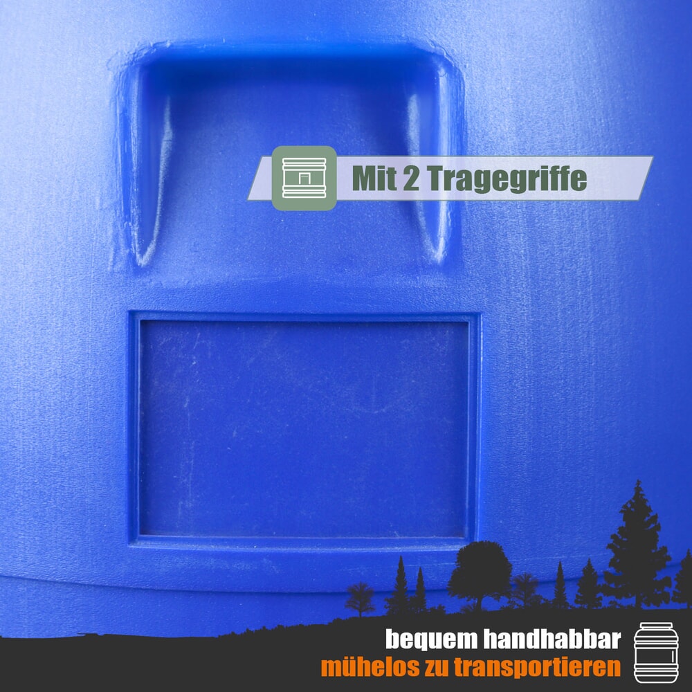 Produktabbildung Nr. 6: HEMMDAL Spannringfass mit Deckel, rund, lebensmittelecht, blau, 60 Liter