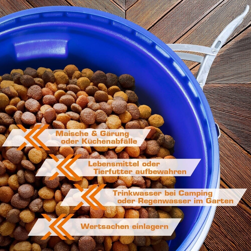 Produktabbildung Nr. 8: HEMMDAL Spannringfass mit Deckel, rund, lebensmittelecht, blau, 60 Liter