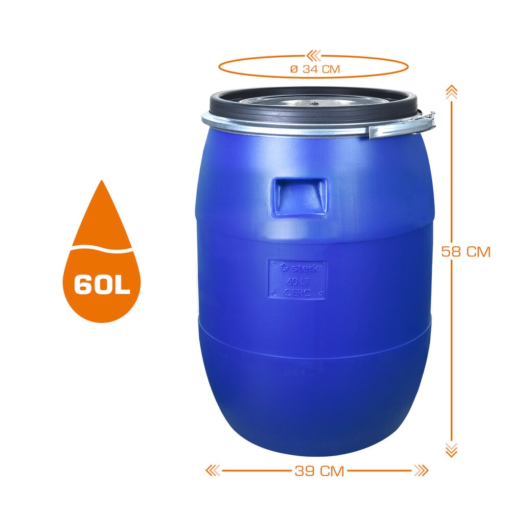 Produktabbildung Nr. 9: HEMMDAL Spannringfass mit Deckel, rund, lebensmittelecht, blau, 60 Liter