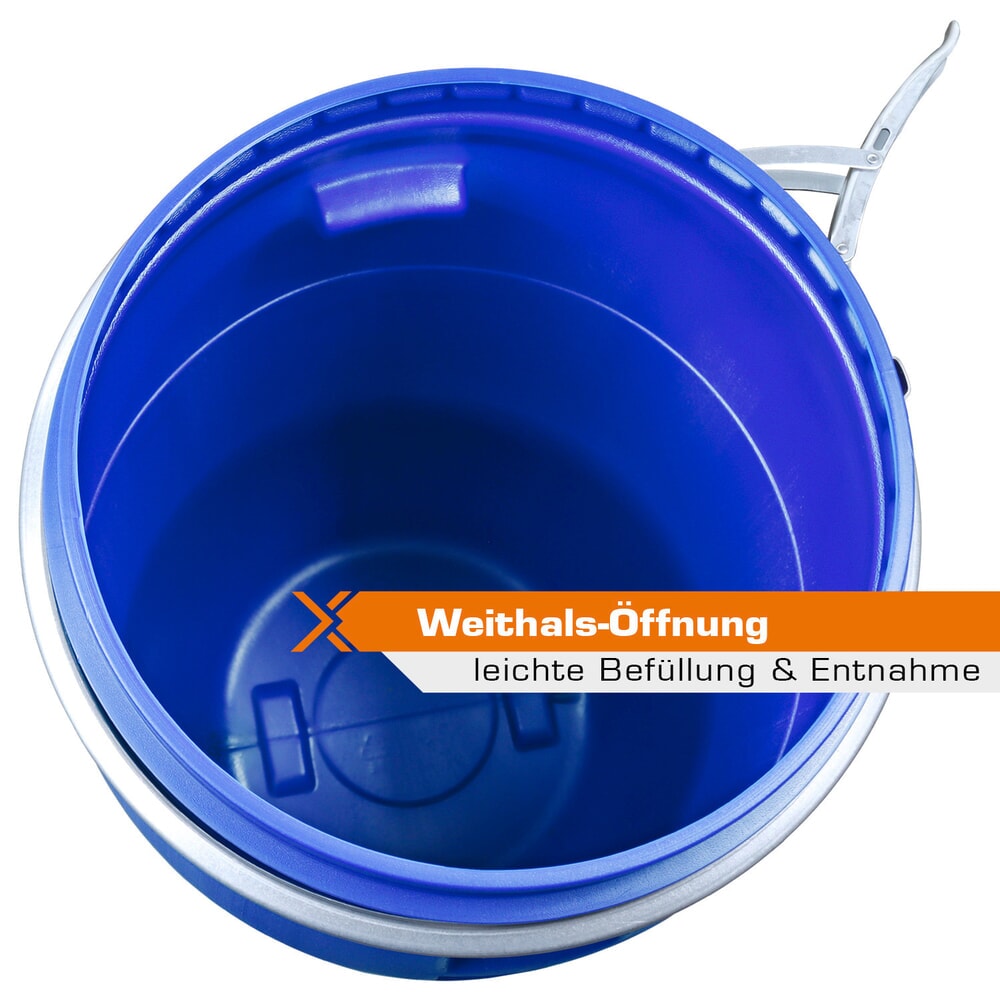 Produktabbildung Nr. 12: HEMMDAL Spannringfass mit Deckel, rund, lebensmittelecht, blau, 60 Liter