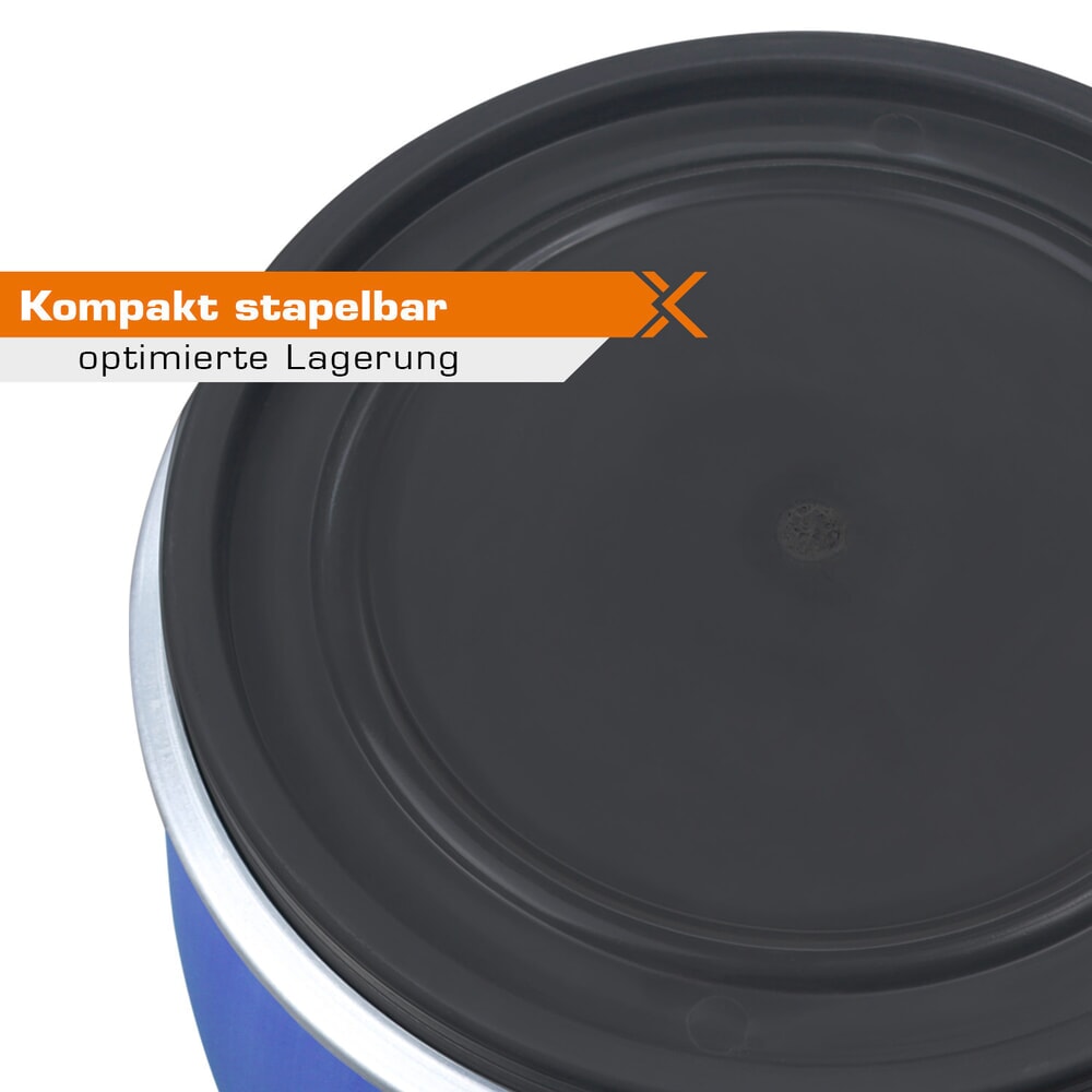 Produktabbildung Nr. 13: HEMMDAL Spannringfass mit Deckel, rund, lebensmittelecht, blau, 60 Liter