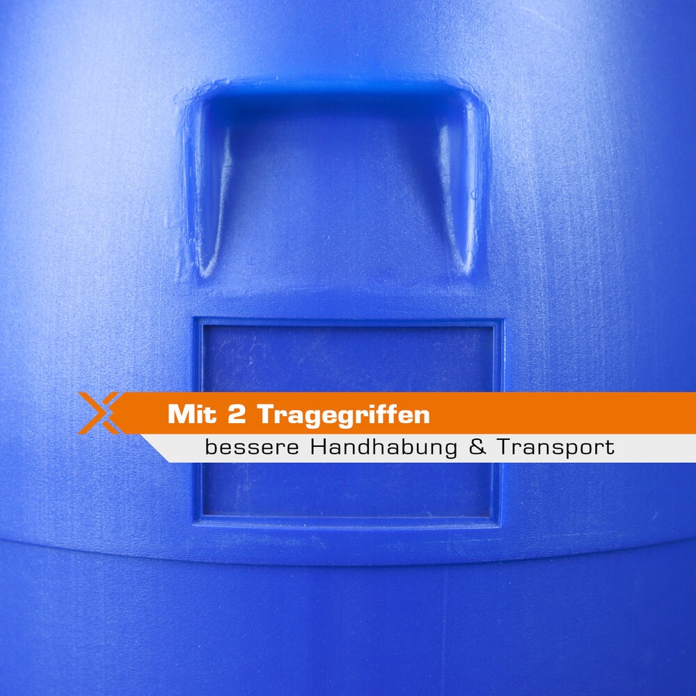 Produktabbildung Nr. 14: HEMMDAL Spannringfass mit Deckel, rund, lebensmittelecht, blau, 60 Liter