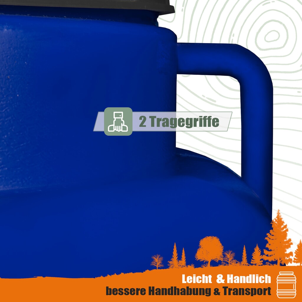 Produktabbildung Nr. 4: HEMMDAL Kunststofffass mit Deckel, eckig, lebensmittelecht, blau, 20 Liter