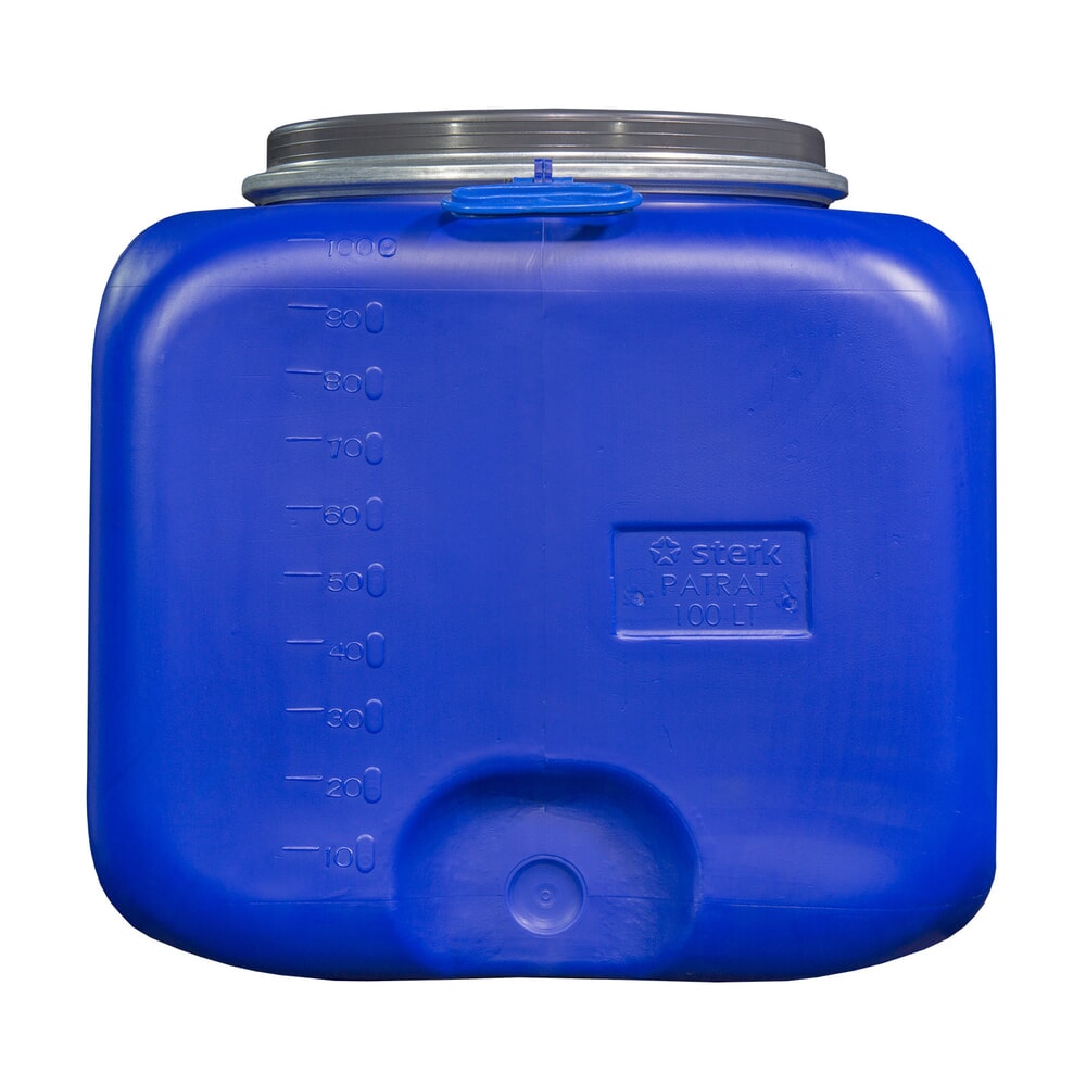 Produktabbildung Nr. 2: HEMMDAL Spannringfass mit Deckel, quadratisch, lebensmittelecht, blau, 100 Liter