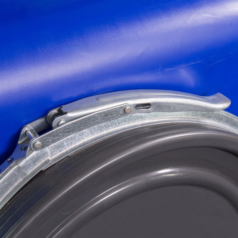 Produktabbildung Nr. 3: HEMMDAL Spannringfass mit Deckel und Hahn, quadratisch, lebensmittelecht, blau, 100 Liter