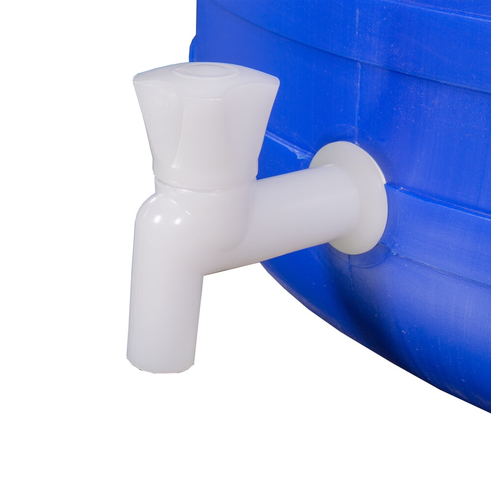 Produktabbildung Nr. 7: HEMMDAL Spannringfass mit Deckel und Hahn, quadratisch, lebensmittelecht, blau, 100 Liter