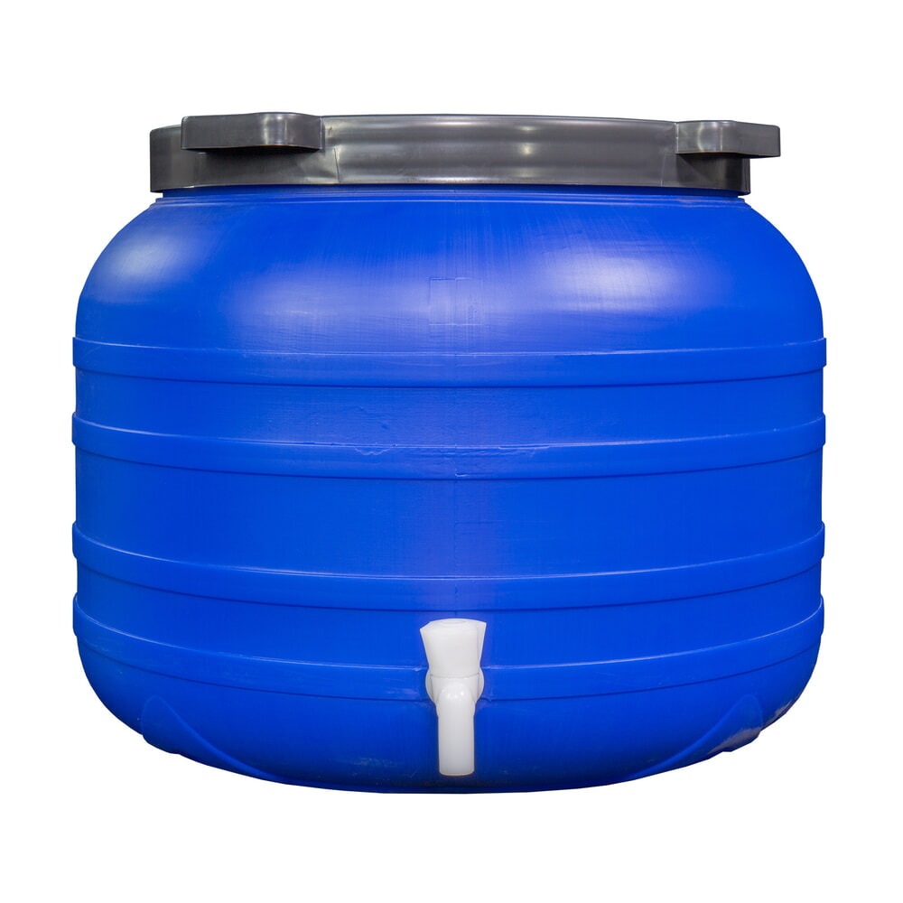 Produktabbildung Nr. 6: HEMMDAL Kunststofffass mit Deckel und Hahn, rund, lebensmittelecht, blau, 100 Liter