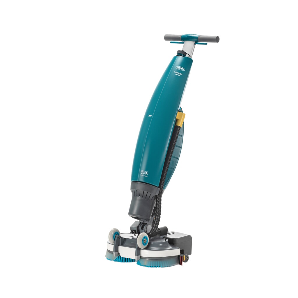 Tennant® Handgeführte Micro-Scheuersaugmaschine i-mop, mit gegenläufigen Doppelbürsten, Arbeitsbreite 368 mm Produktabbildung: Tennant® Handgeführte Micro-Scheuersaugmaschine i-mop, mit gegenläufigen Doppelbürsten, Arbeitsbreite 368 mm