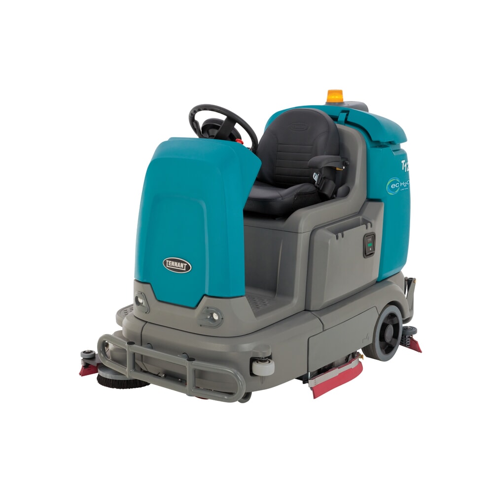 Produktabbildung Nr. 1: Tennant® Aufsitz-Scheuersaugmaschine T12, vollelektrischer Fahrantrieb, mit 2 Schrubbtellern, Komfortsitz, Rammschutz, Seitenschubaggregat, Ec-H2O System