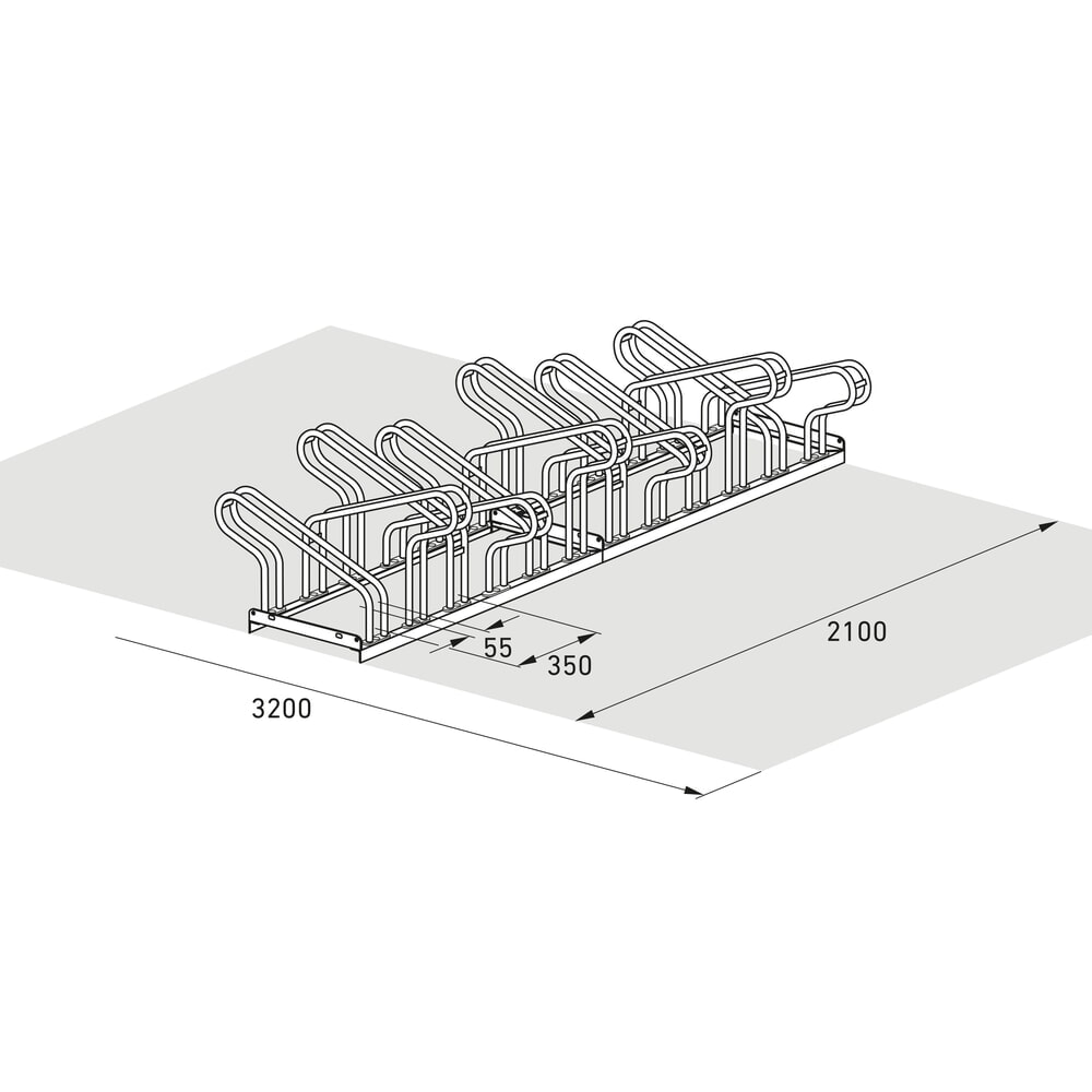 N° de l'image du produit 3 : Stationnement vélos, nombre de supports vélo 12, galvanisé sur 2 côtés 90°, à visser démonté