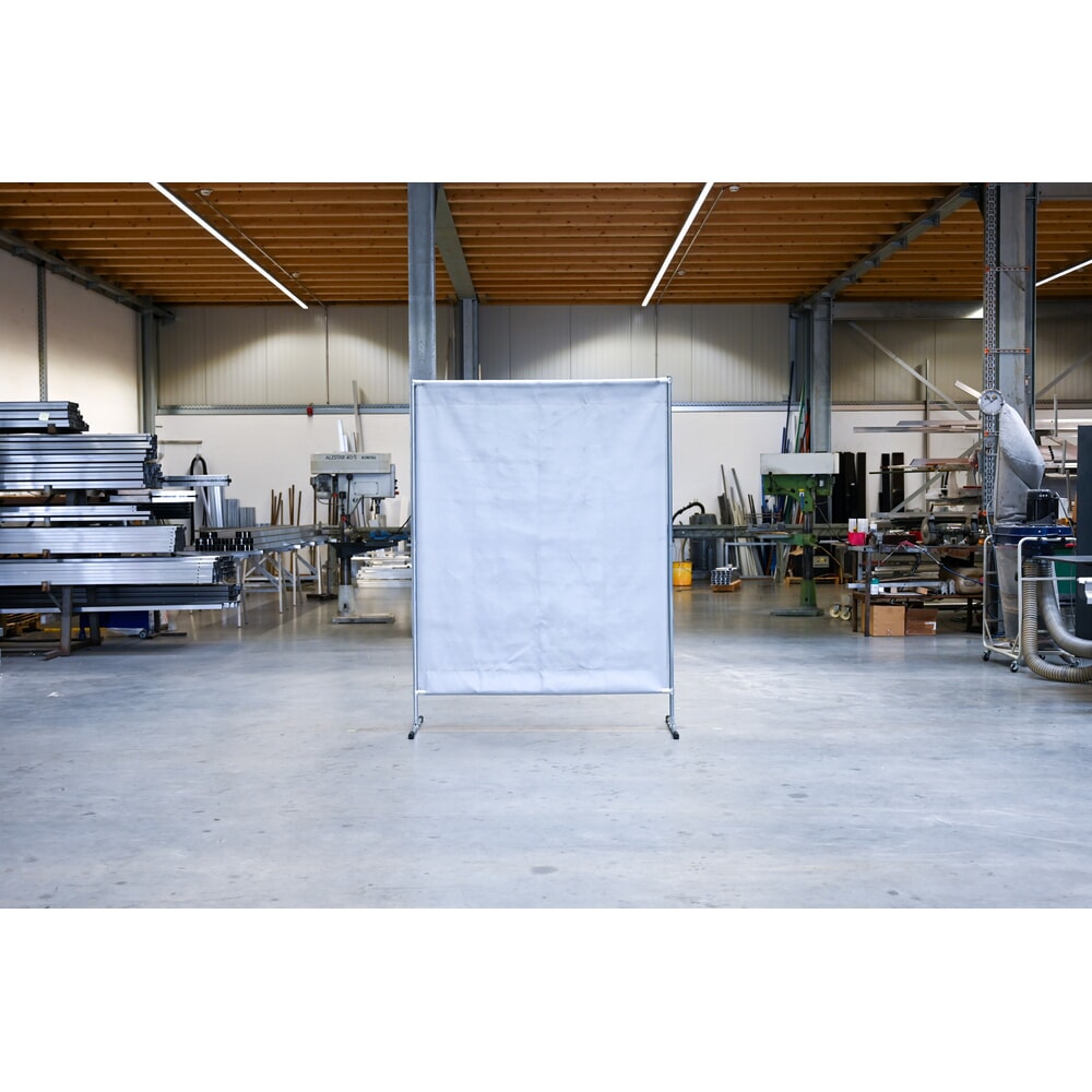 Produktabbildung Nr. 2: Schweißer-Schutzstellwand, Hitzeschutz-/Spritzerschutzdecke gemäß DIN EN 13501-1, BxH 1.400 x 2.000 mm, grau/silber