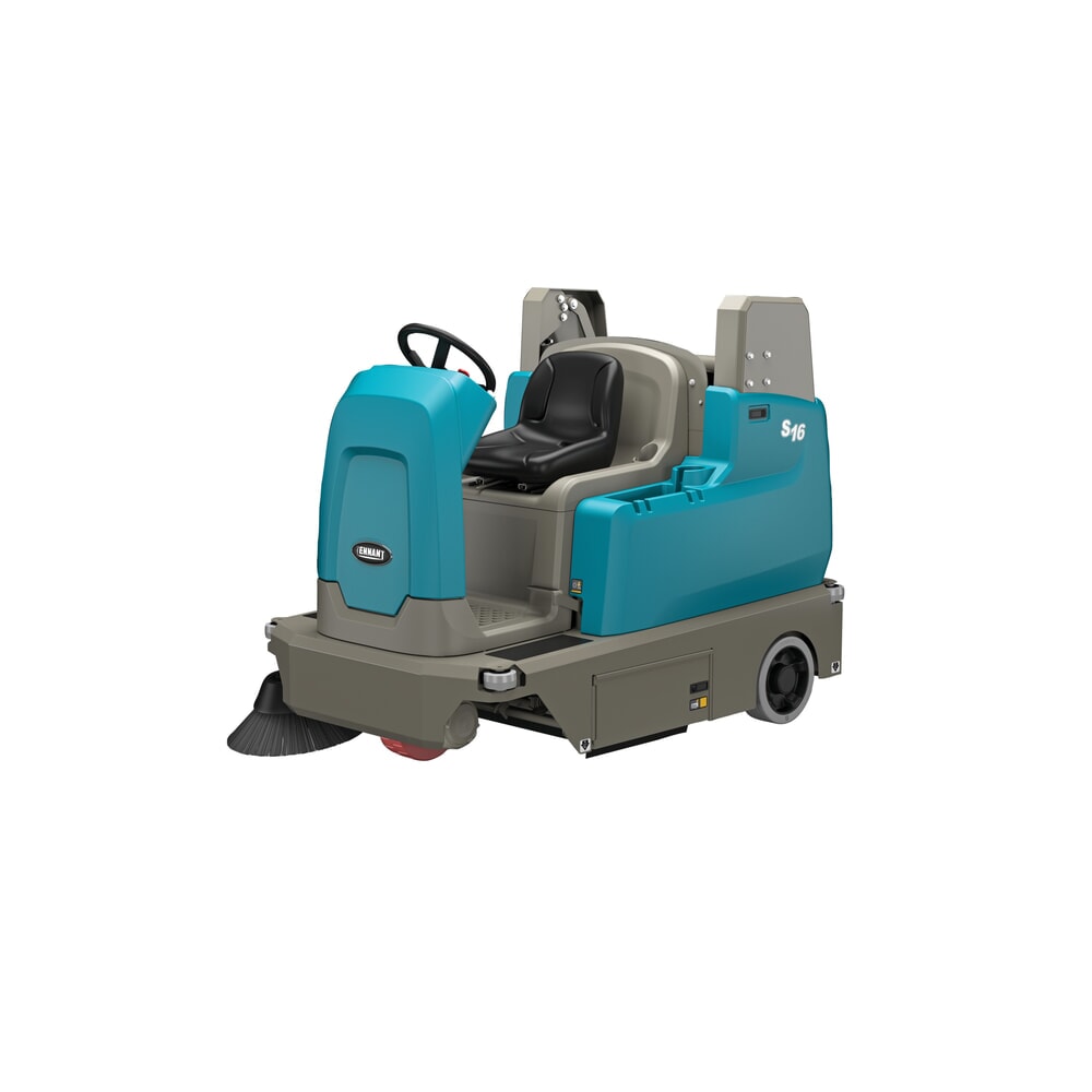 Produktabbildung: Tennant® Aufsitzkehrmaschine S16H, mit MaxPro™-Kehrtechnologie, mit 1 Seitenbesen, Handabsaugschlauch