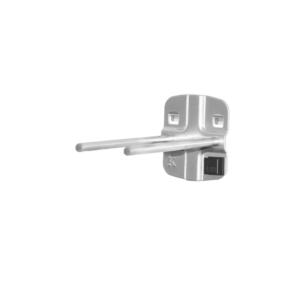Produktabbildung: Kappes ABAX Werkzeughalter für Lochplatten, doppelt, gerader Dorn, alufarben, Tiefe 100 mm