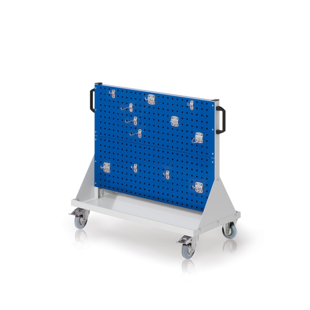 Produktabbildung: Kappes Rastermobil-Rollwagen, HxBxT 890 mm x 1000 mm x 500 mm, Werkzeughaltersortiment 12-teilig, lichtgrau/enzianblau