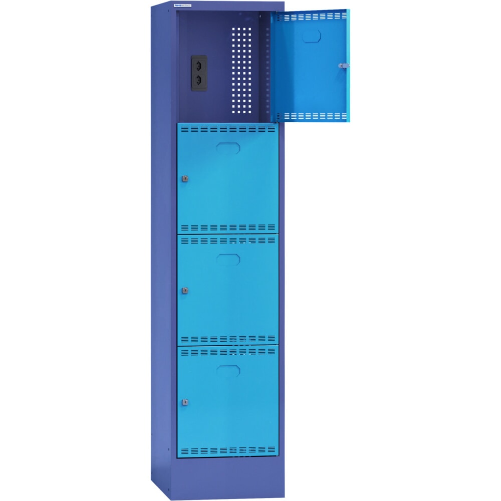 Produktabbildung Nr. 1: Thur Metall Akku-Ladeschrank mit Fächern, für E-Bike-Akkus, HxBxT 1790 mm x 415 mm x 580 mm, Key Lock, taubenblau/hellblau