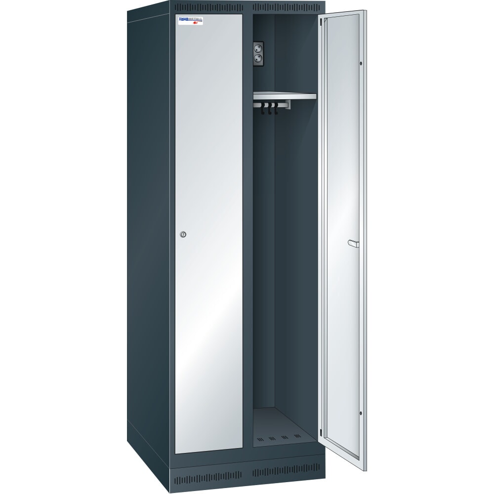 Produktabbildung Nr. 1: Thur Metall Akku-Ladeschrank mit Garderoben, HxBxT 1800 mm x 600 mm x 500 mm, Key Lock, anthrazitgrau/lichtgrau