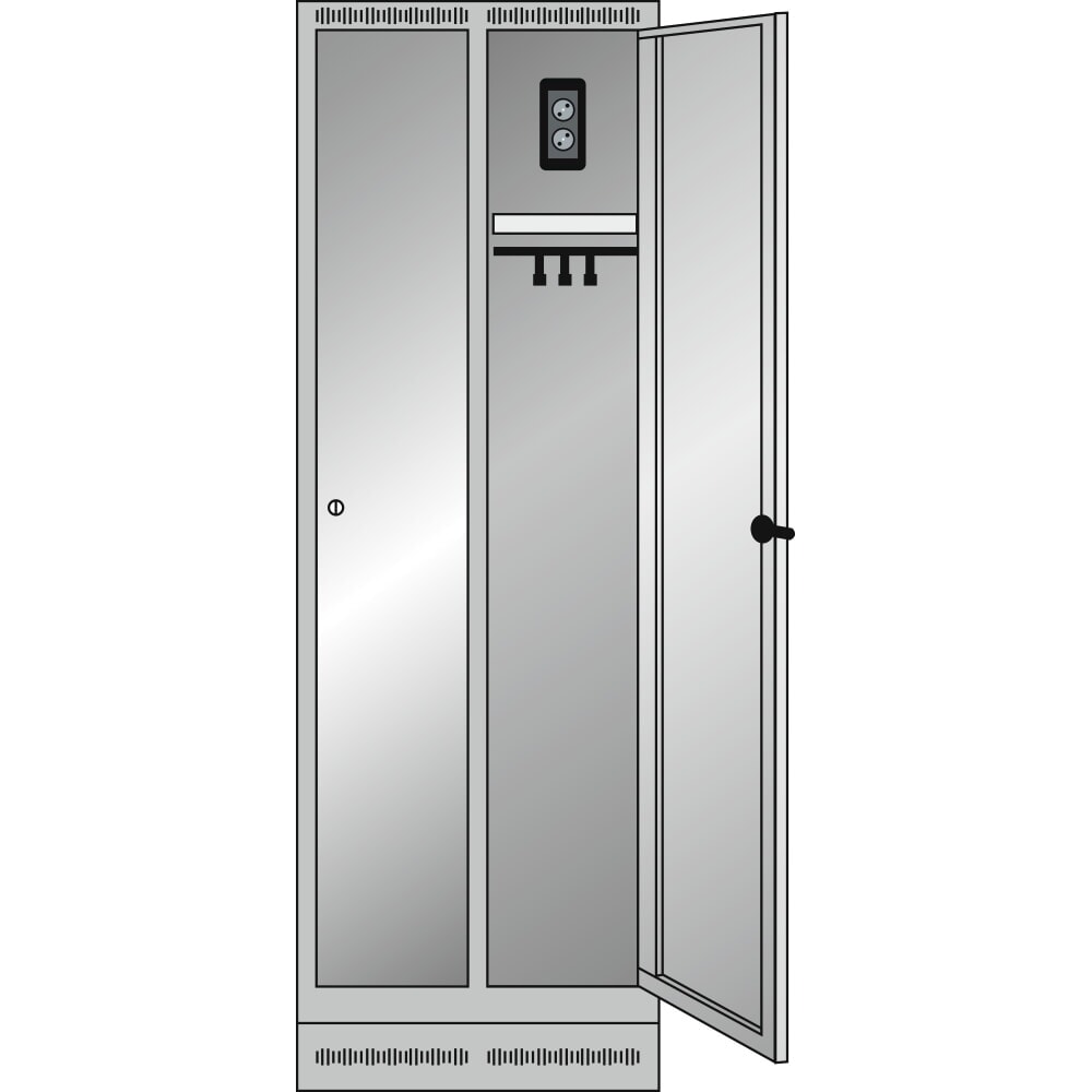 Produktabbildung Nr. 2: Thur Metall Akku-Ladeschrank mit Garderoben, HxBxT 1800 mm x 600 mm x 500 mm, Key Lock, taubenblau/hellblau