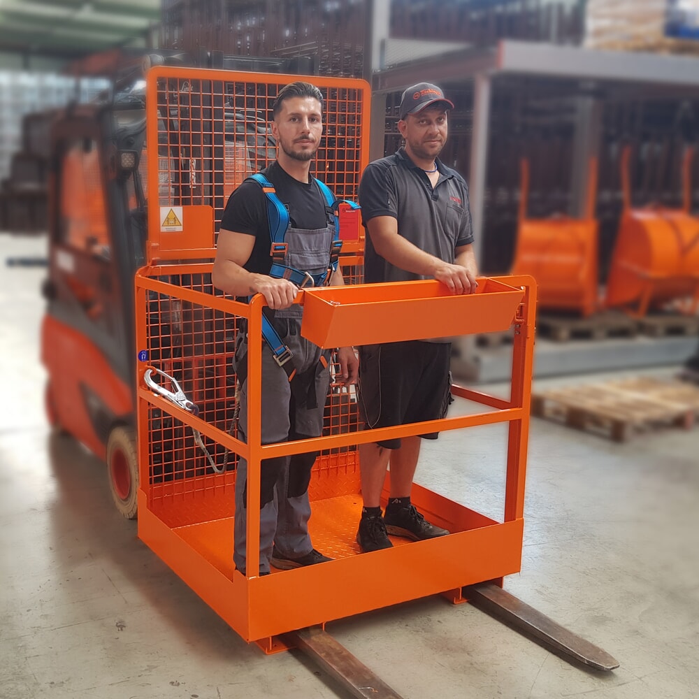 Produktabbildung Nr. 2: Eichinger® Arbeitskorb für Stapler 2 Personen, Aufnahme breite Seite, reinorange