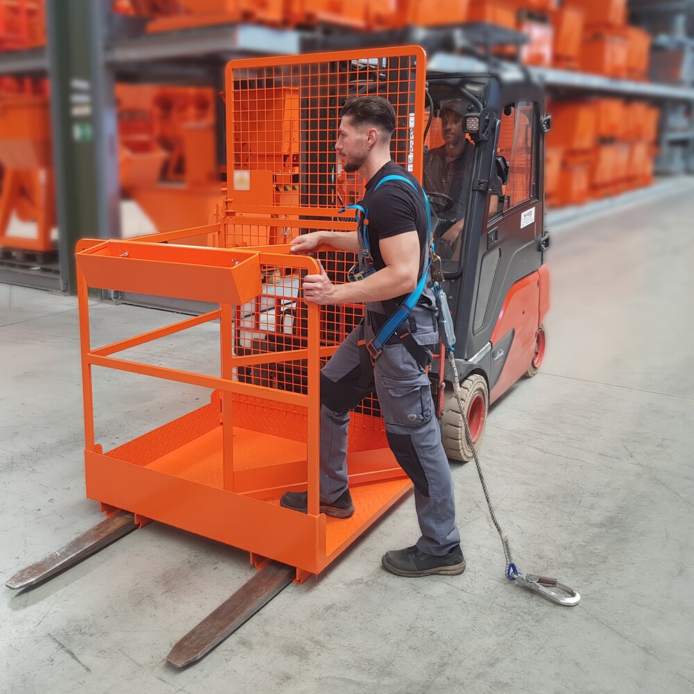 Produktabbildung Nr. 4: Eichinger® Arbeitskorb für Stapler 2 Personen, Aufnahme breite Seite, reinorange