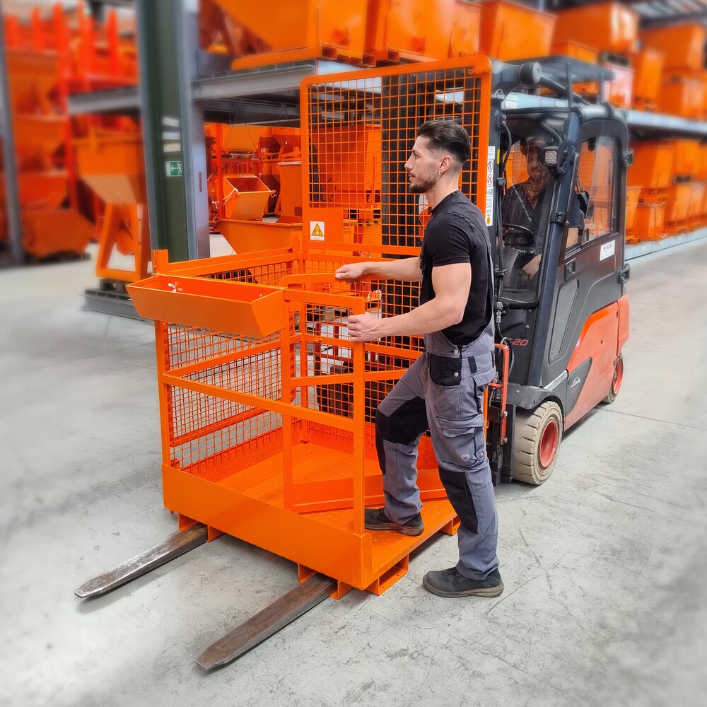 Produktabbildung Nr. 2: Eichinger® Arbeitskorb für Stapler 2 Personen, Aufnahme breite und schmale Seite, reinorange