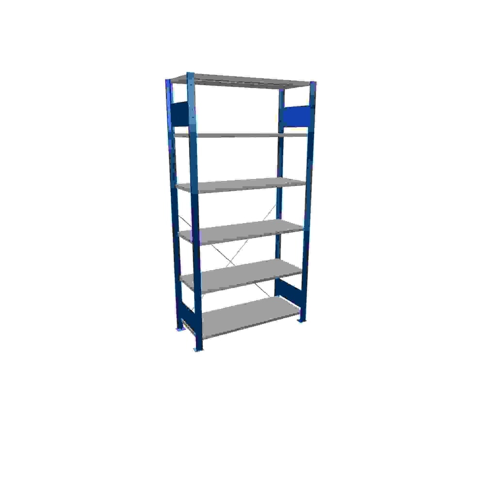 Produktabbildung: SCHULTE Fachbodenregal enzianblau/verzinkt mit 6 Stahlblechböden, Fachlast 150 kg, HxBxT 2.000 x 1.060 x 436 mm