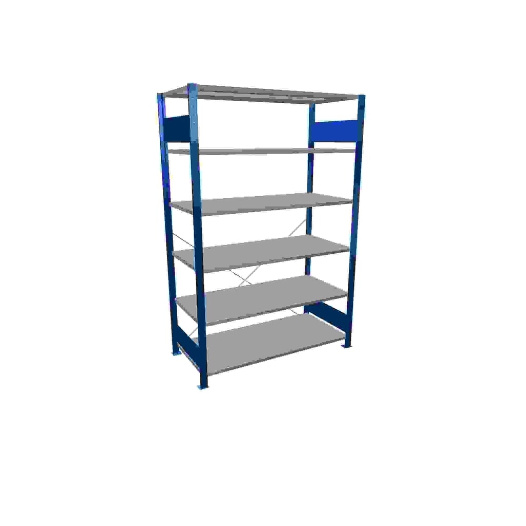 SCHULTE Fachbodenregal enzianblau/verzinkt mit 6 Stahlblechböden, Fachlast 150 kg, HxBxT 2.000 x 1.360 x 636 mm Produktabbildung: SCHULTE Fachbodenregal enzianblau/verzinkt mit 6 Stahlblechböden, Fachlast 150 kg, HxBxT 2.000 x 1.360 x 636 mm