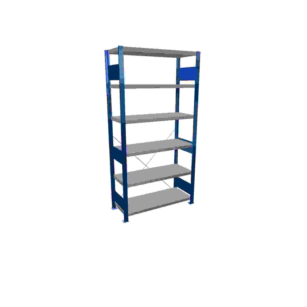 Produktabbildung: SCHULTE Fachbodenregal enzianblau/verzinkt mit 6 Stahlblechböden, Fachlast 330 kg, HxBxT 2.000 x 1.060 x 436 mm