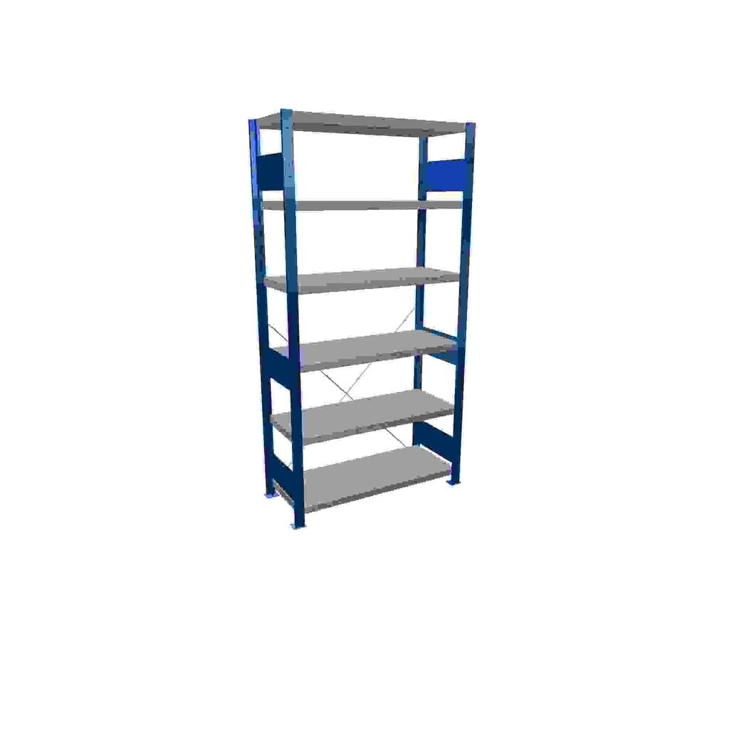 SCHULTE Fachbodenregal enzianblau/verzinkt mit 6 Stahlblechböden, Fachlast 330 kg, HxBxT 2.000 x 1.060 x 436 mm Produktabbildung: SCHULTE Fachbodenregal enzianblau/verzinkt mit 6 Stahlblechböden, Fachlast 330 kg, HxBxT 2.000 x 1.060 x 436 mm