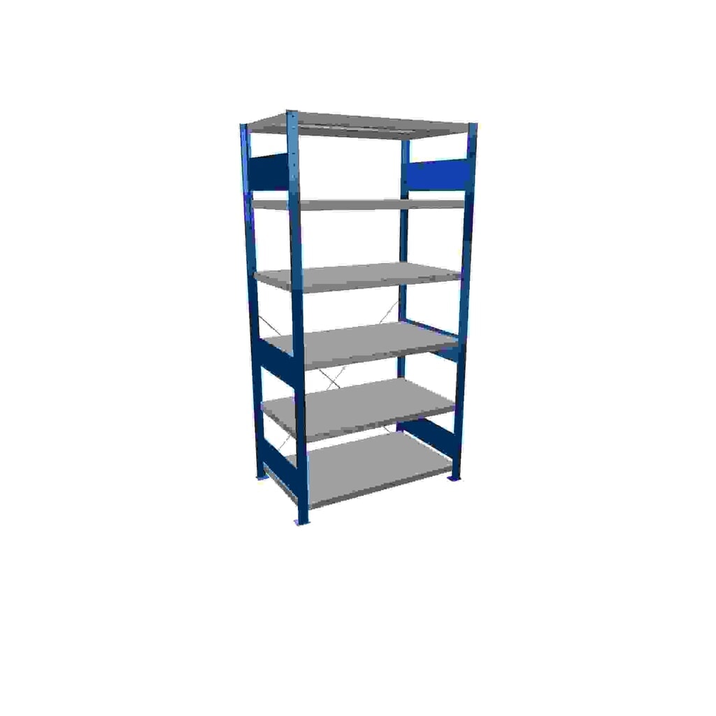 SCHULTE Fachbodenregal enzianblau/verzinkt mit 6 Stahlblechböden, Fachlast 330 kg, HxBxT 2.000 x 1.060 x 636 mm Produktabbildung: SCHULTE Fachbodenregal enzianblau/verzinkt mit 6 Stahlblechböden, Fachlast 330 kg, HxBxT 2.000 x 1.060 x 636 mm