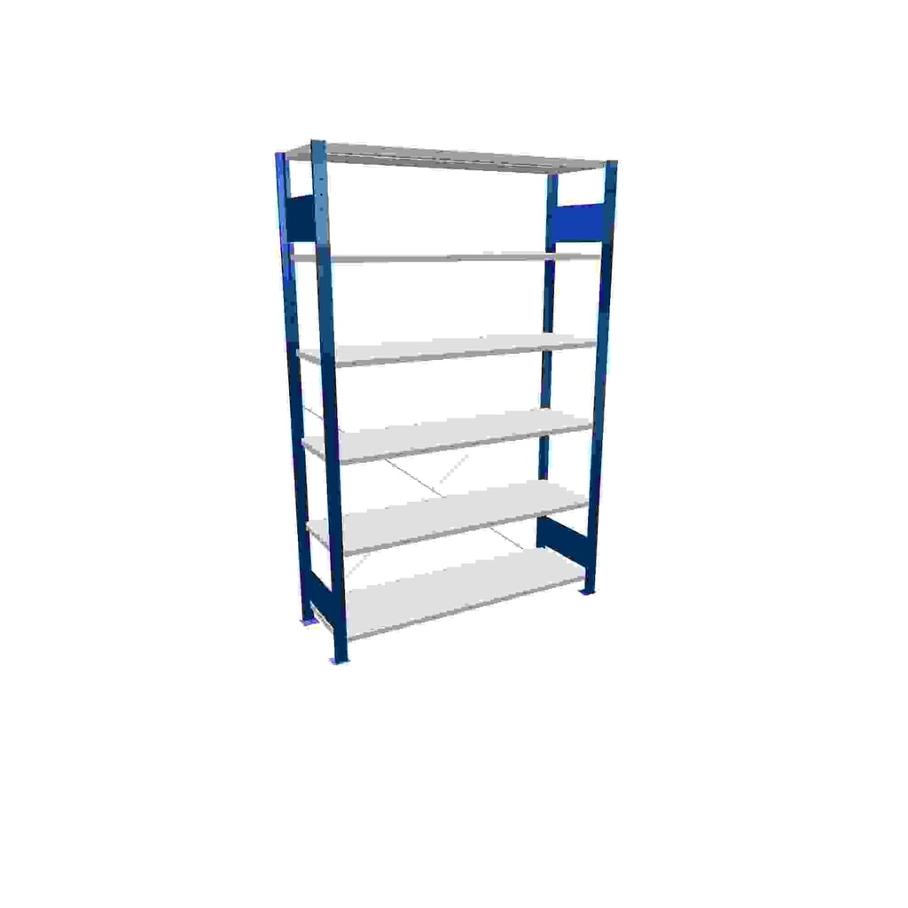 SCHULTE Fachbodenregal enzianblau/lichtgrau mit 6 Stahlblechböden, Fachlast 150 kg, HxBxT 2.000 x 1.360 x 436 mm Produktabbildung: SCHULTE Fachbodenregal enzianblau/lichtgrau mit 6 Stahlblechböden, Fachlast 150 kg, HxBxT 2.000 x 1.360 x 436 mm