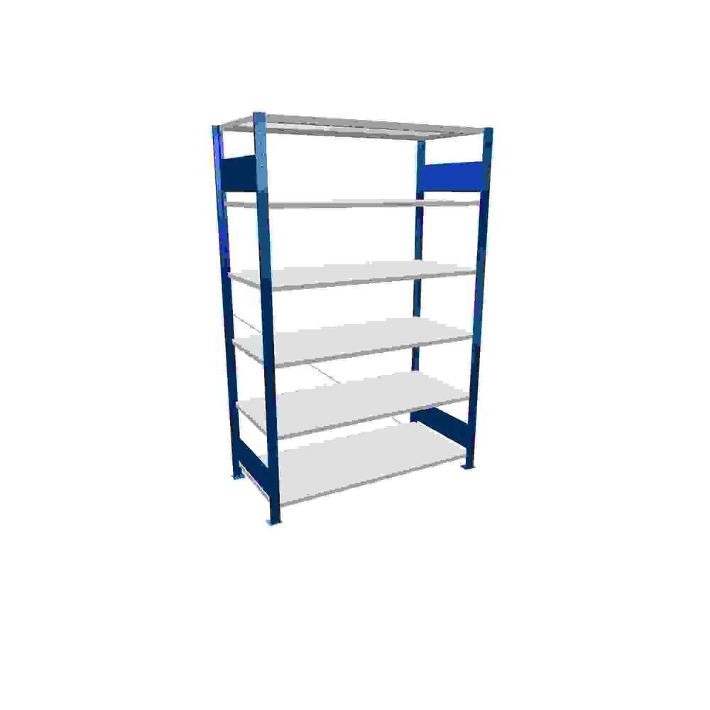 Produktabbildung: SCHULTE Fachbodenregal enzianblau/lichtgrau mit 6 Stahlblechböden, Fachlast 150 kg, HxBxT 2.000 x 1.360 x 636 mm