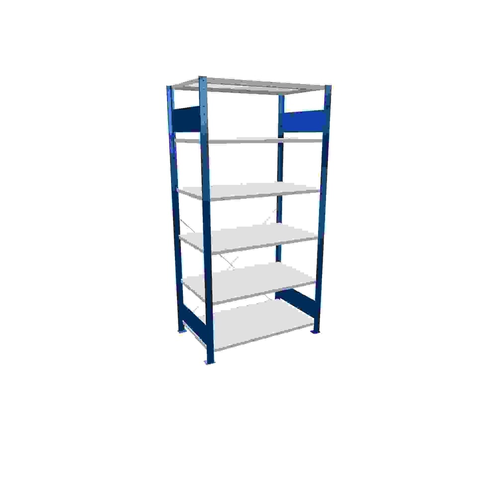 Produktabbildung: SCHULTE Fachbodenregal enzianblau/lichtgrau mit 6 Stahlblechböden, Fachlast 150 kg, HxBxT 2.000 x 1.060 x 636 mm