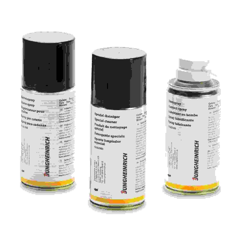 Produktabbildung: Jungheinrich Pflege-Set, 3-teilig inklusive Kettenspray, Schmiermittel und Spezialreiniger