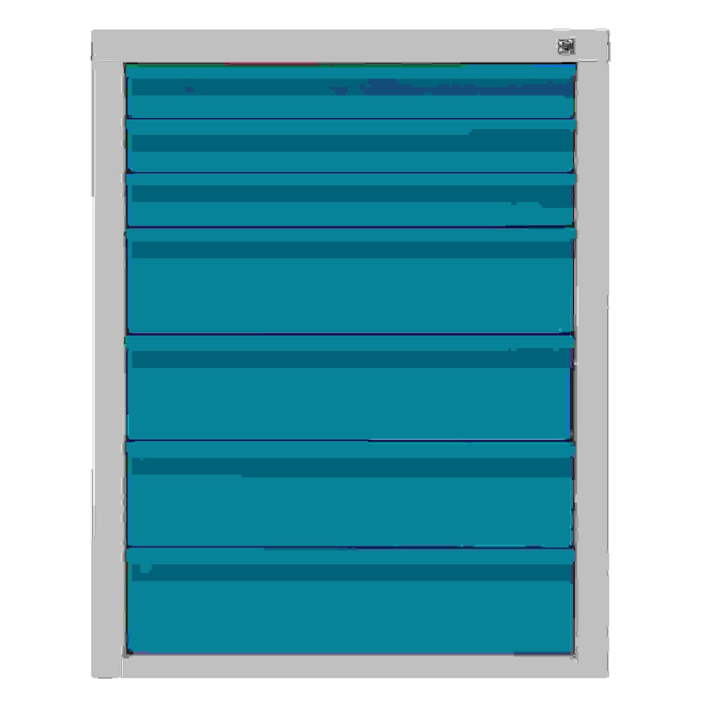 Produktabbildung: HEMMDAL Schubladenschrank Classic, 7 Schubladen, HxBxT 900 x 700 x 435 mm, lichtgrau/lichtblau