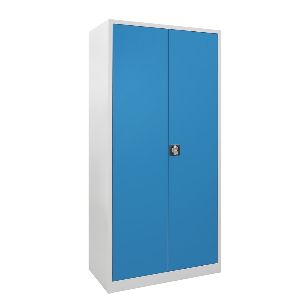 Steinbock® Flügeltürenschrank, HxBxT 1950 x 920 x 420 mm, lichtgrau/lichtblau Produktabbildung Nr. 2: Steinbock® Flügeltürenschrank, HxBxT 1950 x 920 x 420 mm, lichtgrau/lichtblau