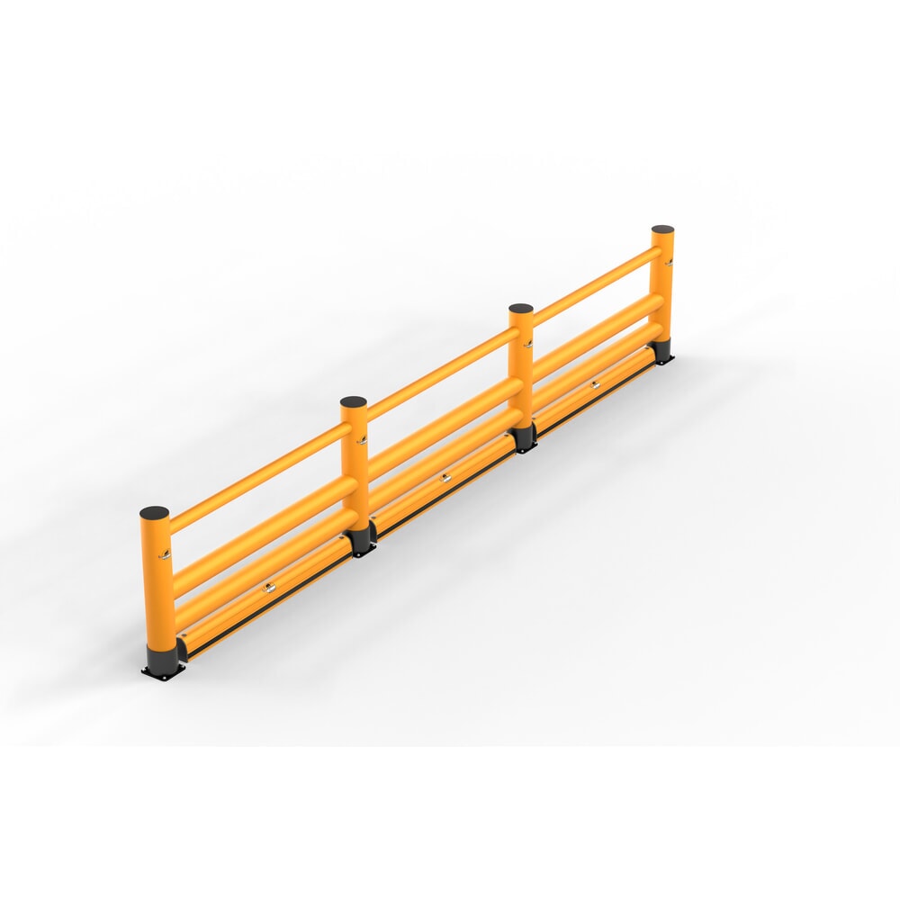 Produktabbildung: A.M.P.E.R.E. Rammschutzgeländer Rack Mammut®, Handlauf Doppelplanke Extra, Länge 4,00 m