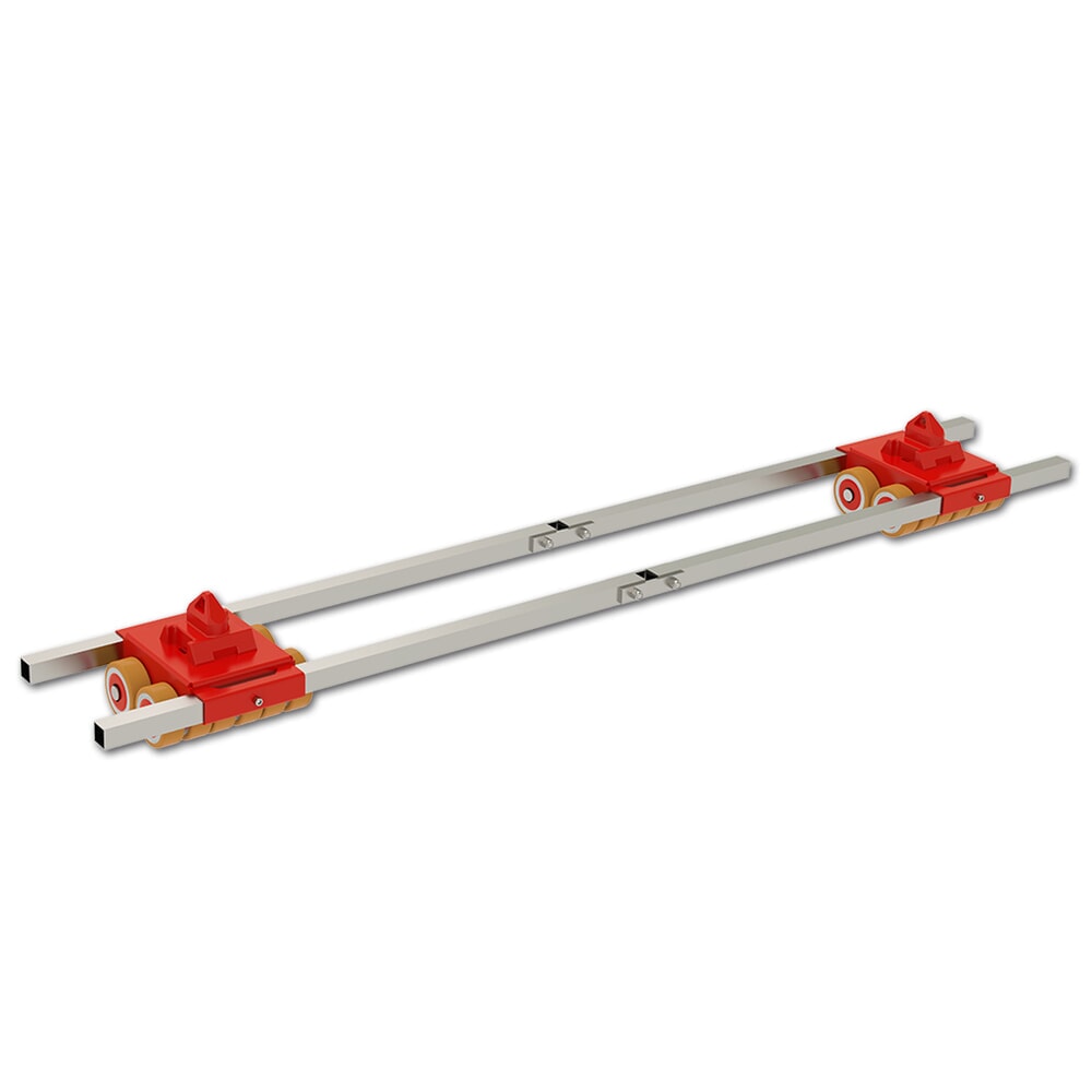 Produktabbildung: JUNG Transportfahrwerk JFB, JUWAthan®plus-Rollen, 2 verlängerte Verbindungsstangen, Tragfähigkeit 30 t