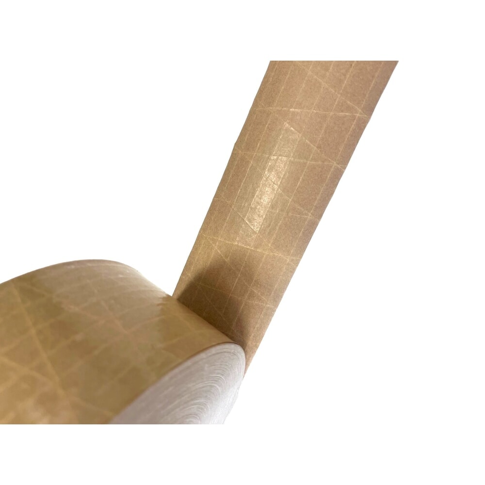Produktabbildung: activaPaper® Nassklebeband, mit pflanzenbasiertem Klebstoff, gitterverstärkt, 125g/m², kernlos,  BxL 70 mm  x 150 Laufmeter, braun