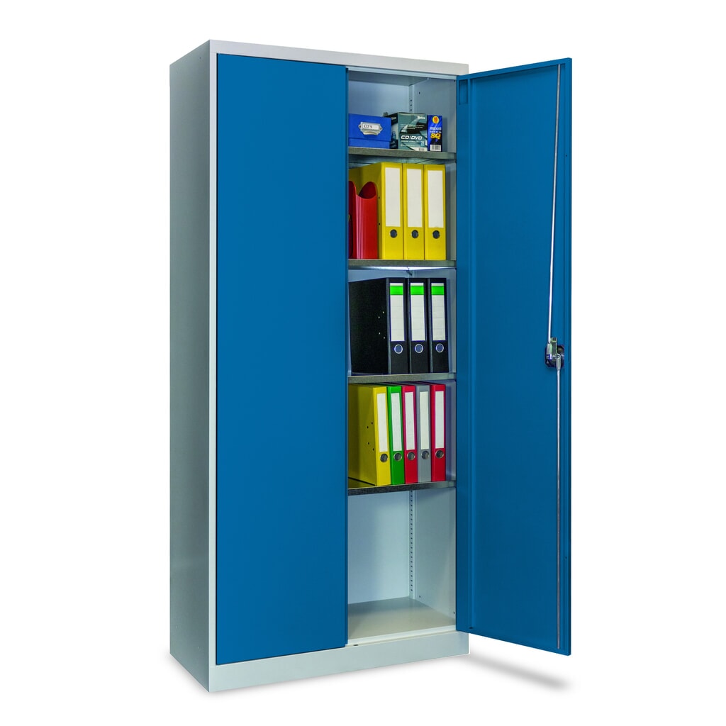 Produktabbildung Nr. 4: Steinbock® Flügeltürenschrank mit verzinkten Fachböden, HxBxT 1950 x 890 x 415 mm, lichtgrau/enzianblau